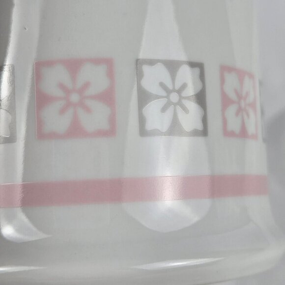 Vintage Porcelain Apothecary Jar White Pink Gray Pattern with Pink Stripe Accent - Picture 6 of 12